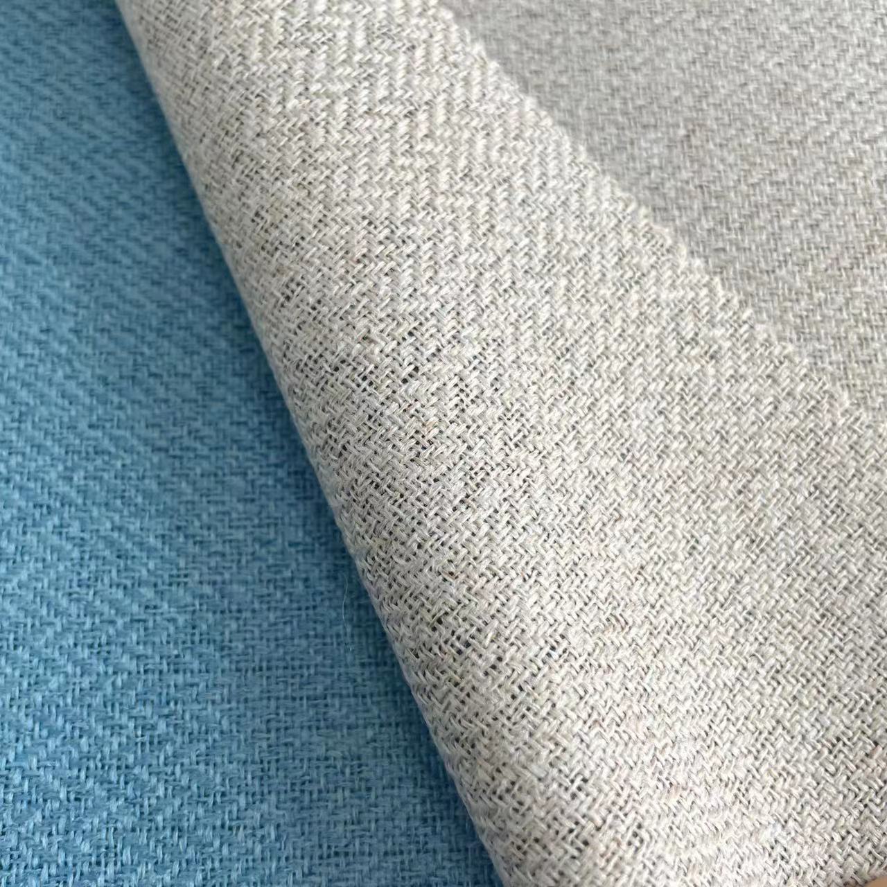 New Design Bedroom Herringbone Textured Linen 100% Blackout Thermal Insulated Curtain Fabric Drape Fabrics 301